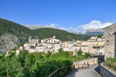 Panoramic view of Cansano,  a medieval village in the Abruzzo region of Italy.