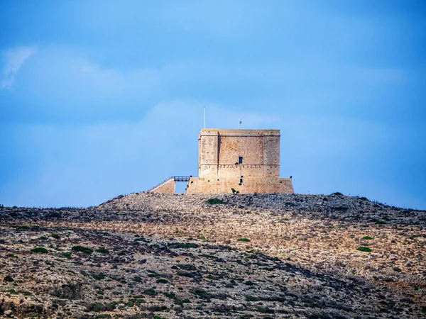 Polygonal Saint Lucian Tower Fort San Lucian Marsaxlokk Malta — Stock Photo, Image