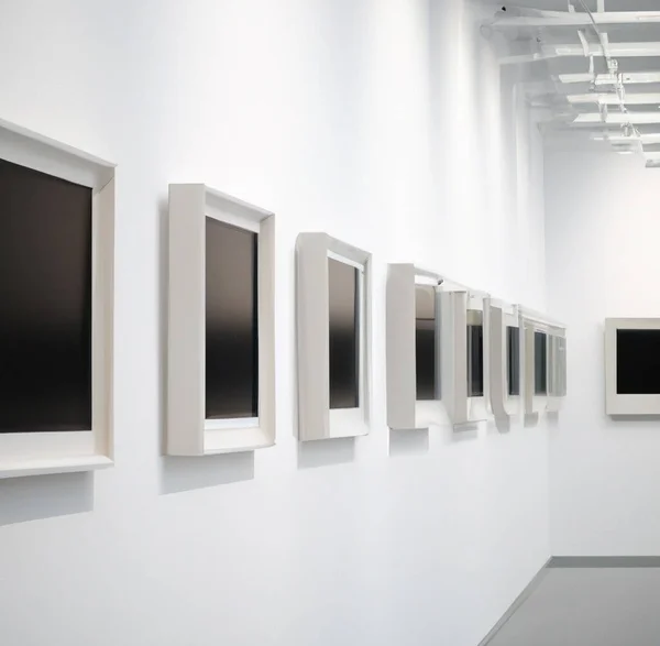 Eine Reihe Leerer Bilderrahmen Einer Wand Einer Kunstgalerie — Stockfoto