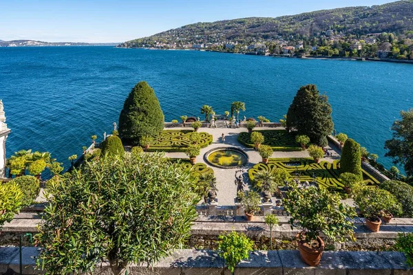 Naturskön Terrass Isola Bella Italiensk Stil Trädgårdar Med Utsikt Över — Stockfoto