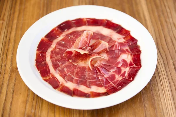 Close Close Shot Sliced Iberian Ham — 图库照片