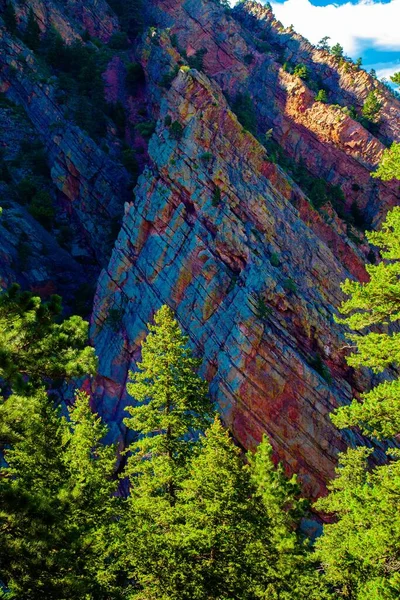 Plan Vertical Une Montagne Rocheuse Dans Parc Colorado Par Une — Photo