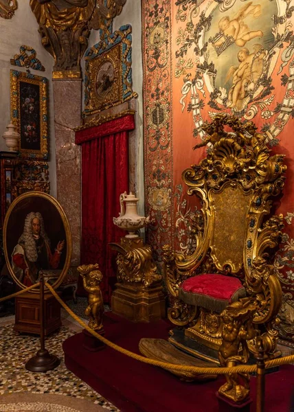 Isola Bella Stresa Italy Apr 2022 Throne Room Palazzo Borromeo — Stock Photo, Image