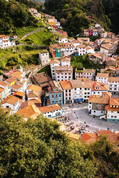 Une Belle Vue Sur Une Ville Avec Petites Maisons Lever — Photo