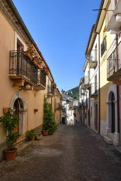 Narrow Street Old Stone Houses Cansano Medieval Village Abruzzo Region — 图库照片