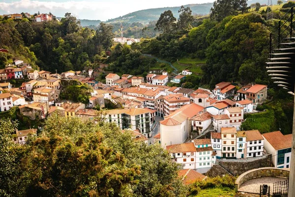 Une Belle Vue Sur Une Ville Avec Petites Maisons Lever — Photo