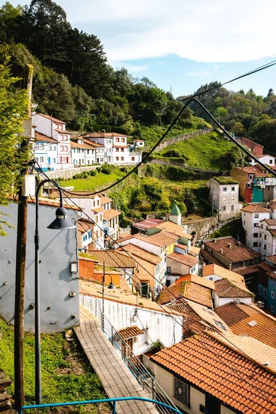 Prachtig Uitzicht Een Stadje Met Huisjes Bij Zonsopgang Cudillero Asturias — Stockfoto
