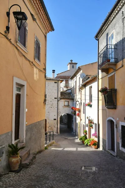 Narrow Street Old Stone Houses Cansano Medieval Village Abruzzo Region — 스톡 사진