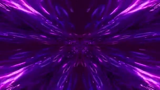 Animované Záběry Fialového Vesmírného Tunelu Zářícími Částicemi Pohybujícími Dopředu Dozadu — Stock video