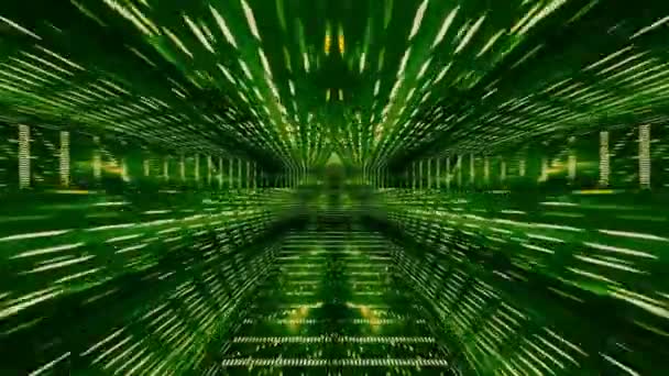 Die Animierten Aufnahmen Eines Grünraumtunnels Mit Glühenden Teilchen Die Sich — Stockvideo
