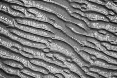 Çamur dokusunun gri tonlu yakın çekimi.