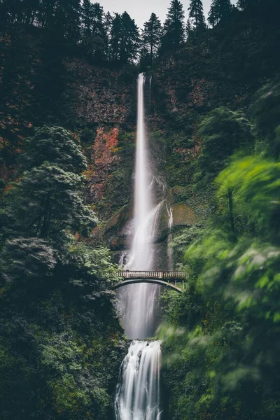 Une Vue Imprenable Sur Une Cascade Haute Longue Portland Oregon — Photo