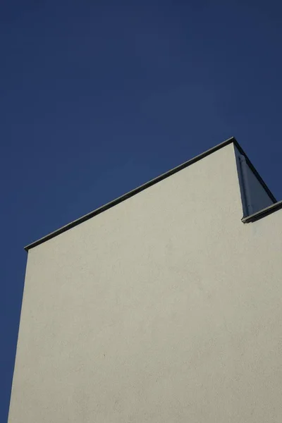 Eine Flache Aufnahme Einer Steinernen Hauswand Vor Blauem Himmel Rheinland — Stockfoto