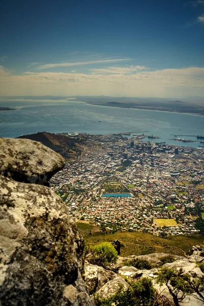 Una Hermosa Toma Montaña Mesa Con Vistas Ciudad Del Cabo —  Fotos de Stock