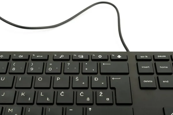 Part Black Computer Keyboard Isolated White Background — Stock Photo, Image