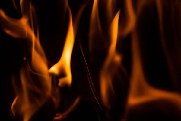 Een Close Shot Van Brandende Oranje Vlammen Van Een Kampvuur — Stockfoto