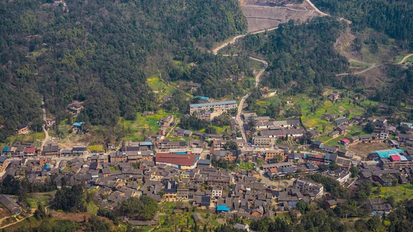 Una Vista Aérea Las Casas Los Pueblos Montaña Chongqing Yufeng — Foto de Stock