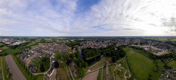 从空中俯瞰荷兰Achterhoek地区的Groenlo市 为Vr 360度荷兰城市景观全景做好准备 — 图库照片