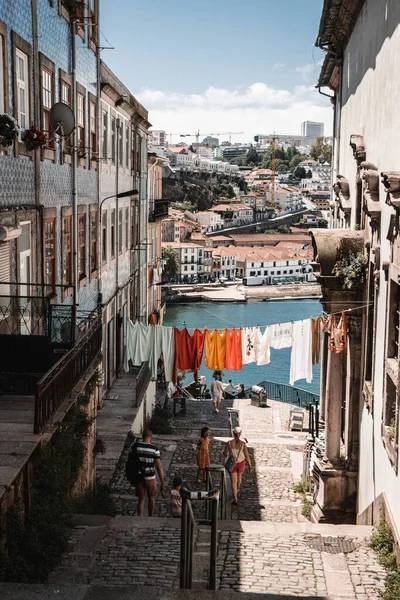 Las Encantadoras Calles Ciudad Oporto Día Soleado Con Sus Coloridos — Foto de Stock