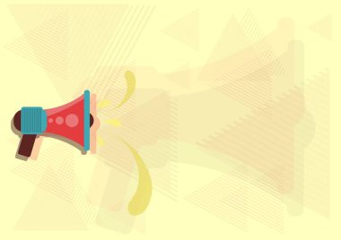 Renkli bir megafon, içinden su damlaları çıkan bir duyuru yapıyor.