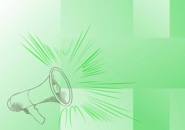 Renkli arka planda bir megafonun çizimi - duyuru arkaplanı