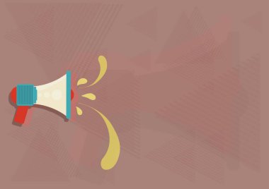 Megafonun su damlalarını fırlatıp anons edişinin bir çizimi