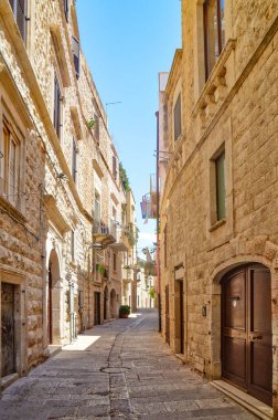 Molfetta 'nın tarihi merkezinde dar bir sokak, Puglia bölgesinde bir köy, İtalya
