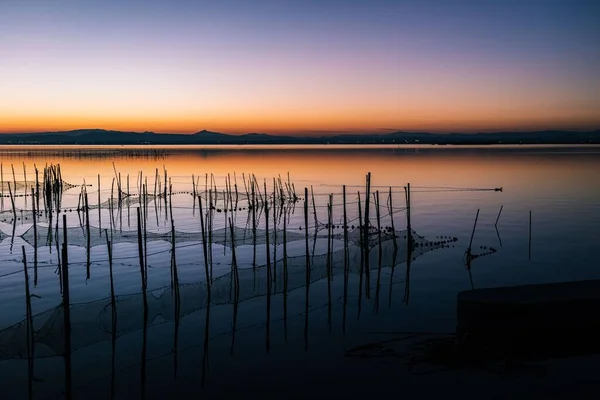 Живописный Снимок Спокойных Вод Лагуны Альбуфера Валенсии Испания — стоковое фото