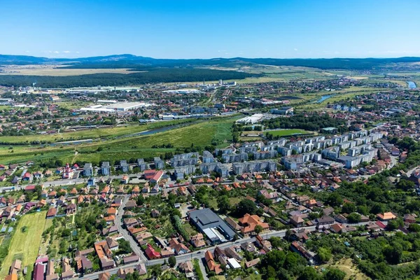 Landschaft Der Stadt Reghin Romaniaseen Von Oben — Stockfoto