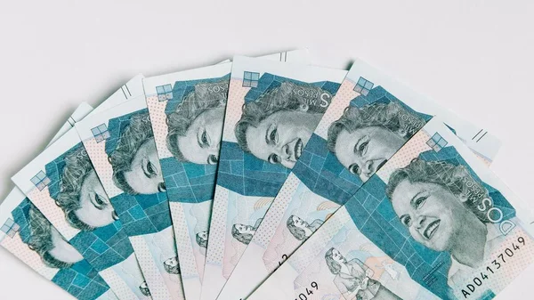 Fecho Dinheiro Colombiano Dois Mil Pesos Sobre Fundo Branco Conceito — Fotografia de Stock