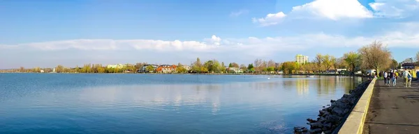 Plano Panorámico Orilla Del Lago Balaton Balatonlelle Hungría —  Fotos de Stock