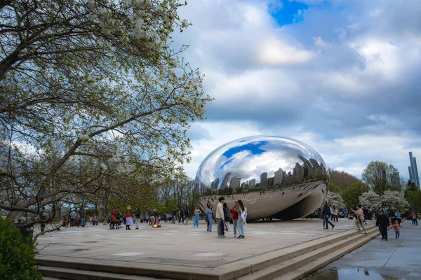 Una Vista Famosa Puerta Nube Chicago Frijol Chicago Parque Millennium — Foto de Stock