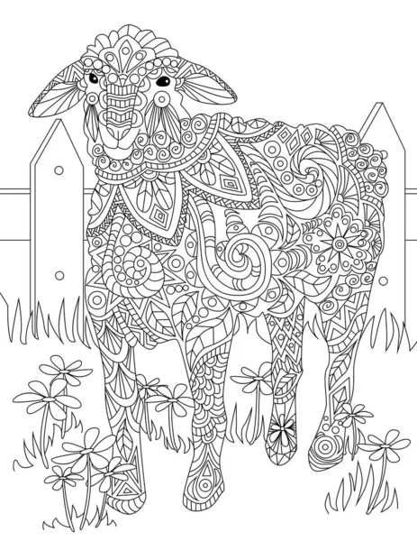Ilustracja Owcy Bazgroły Wzory Białym Tle — Zdjęcie stockowe