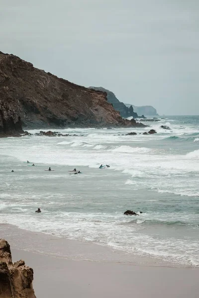 Der Wunderschöne Strand Von Praia Amado Der Westalgarve Einem Bewölkten — Stockfoto