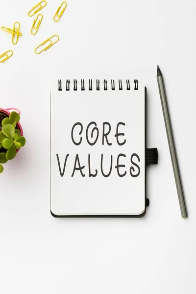 Handwriting Sign Core Values Text Space — Stock Photo, Image