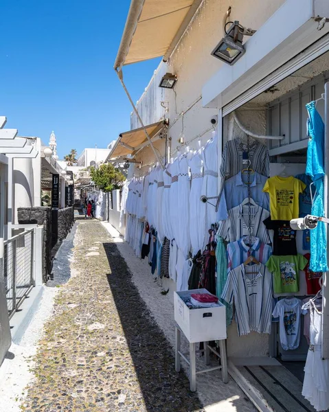 Fira Santorini Grecia Apr 2022 Vicolo Con Negozi Tipici Fira — Foto Stock