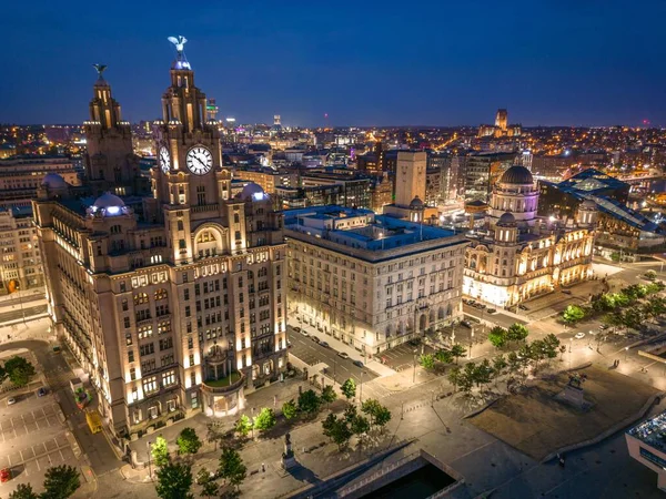 Ein Schöner Blick Auf Das Liver Building Pier Head Liverpool — Stockfoto