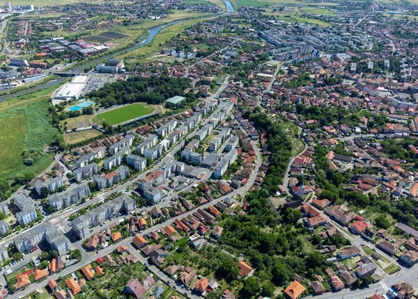 Landschaft Der Stadt Reghin Romaniaseen Von Oben — Stockfoto