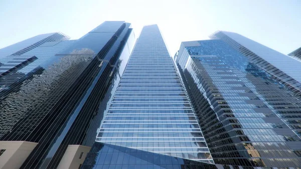 Ángulo Bajo Rascacielos Cristal Modernos Para Oficinas — Foto de Stock