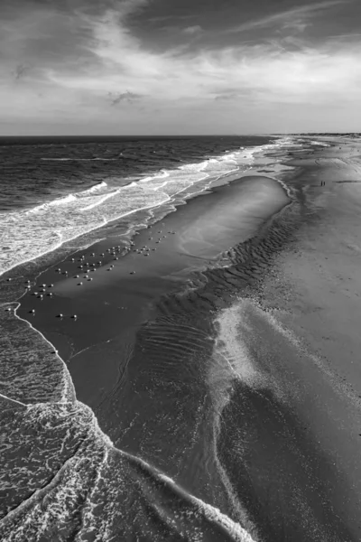 Colpo Verticale Scala Grigi Della Spiaggia Vuota — Foto Stock