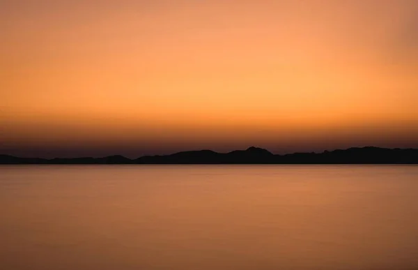 Длительный Снимок Морского Пейзажа Закате Греции — стоковое фото