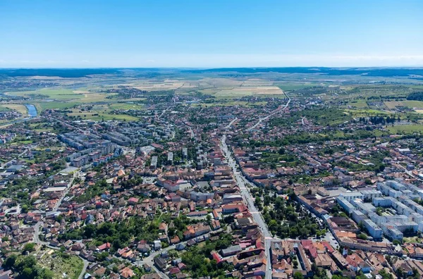 Aerial Landscape Reghin City Romania Seen Mures Summer Drone — Stock Photo, Image
