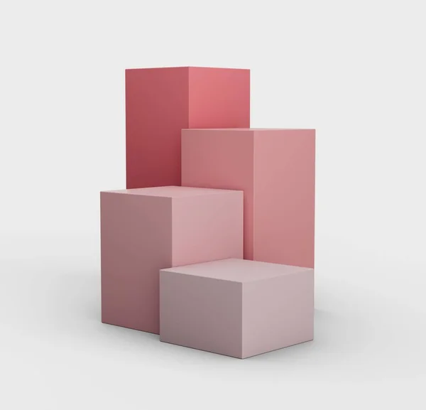 Illustration Minimalist Pink Cubes Stands White Background — Stock Photo, Image