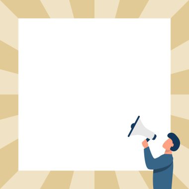 Elinde megafon tutan bir erkeğin duyuru arkaplanı.