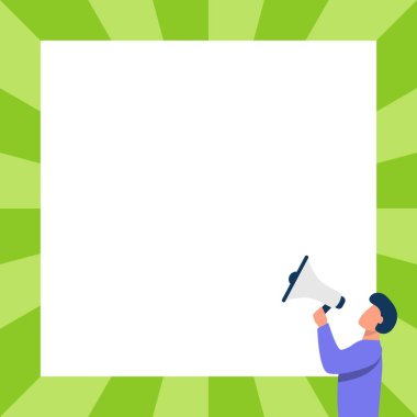 Megafona Konuşan Bir Adam Duvara Karşı Açıklama Yapıyor