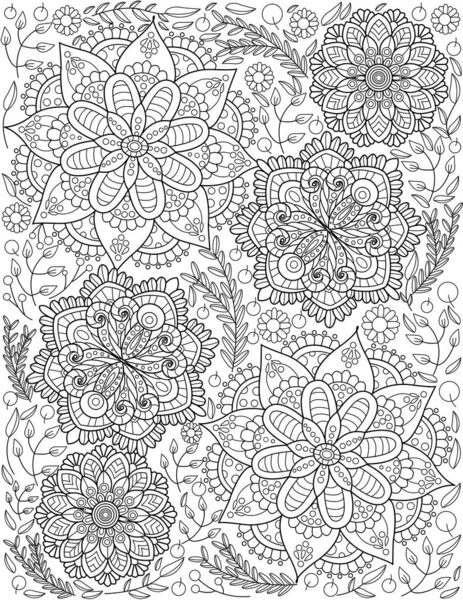 Illustration Floral Patterned Doodle White Background — Stock Photo, Image