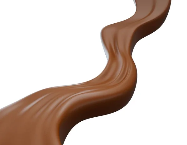 Трехмерная Иллюстрация Элегантного Всплеска Шоколадной Волны Белом Фоне — стоковое фото