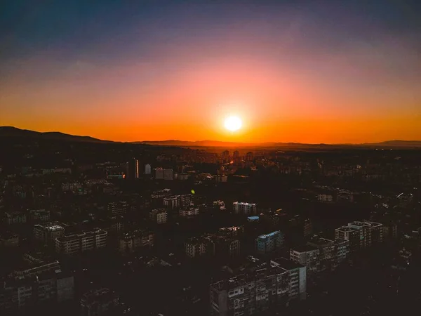Beautiful View Buildings Sofia Orange Sunset — Stock Photo, Image