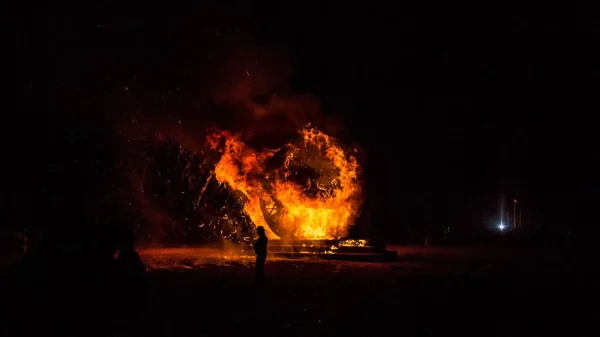 Festival Africano Ardiente Con Llamas Oscuridad — Foto de Stock