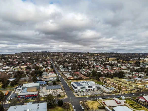 Aerial View Cityscape Armidale Traffic Roads Old Buildings Cloudy Day — Stock Photo, Image